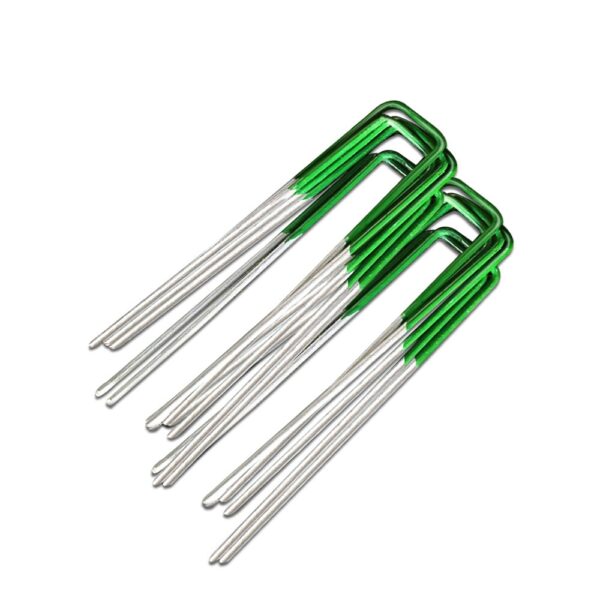 Fanno-Synthetic Grass Pins 100pcs Galvanized Steel U Shape Pegs for Turf Weed Mats