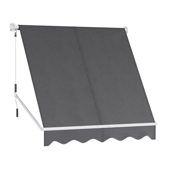 Fanno-Retractable Pivot Arm Awning 2.1m x 2.1m UV Resistant Outdoor Shade Grey