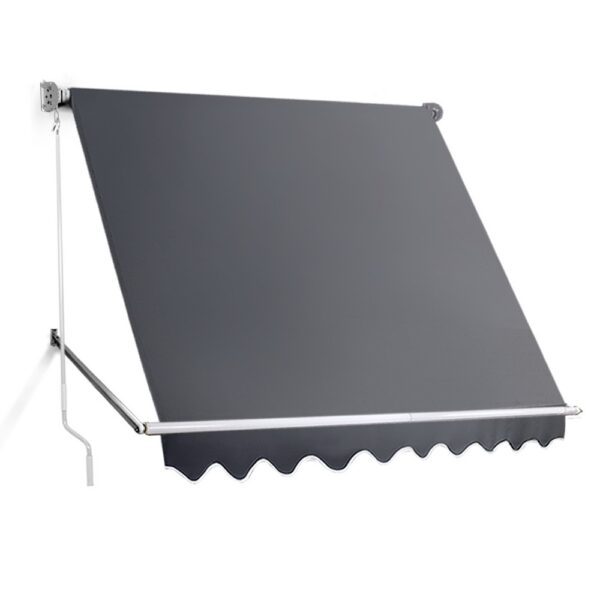 Fanno-Retractable Pivot Arm Awning 2.4m x 2.1m Outdoor Shade UV Resistant Grey