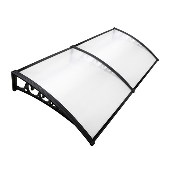 Fanno-Window Door Awning 1x2.4m UV Rain Resistant Polycarbonate Canopy Cover