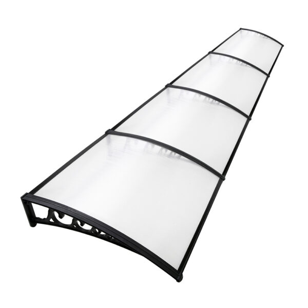 Fanno-DIY Window Door Awning 1x4m Polycarbonate Canopy UV Rain Resistant Cover