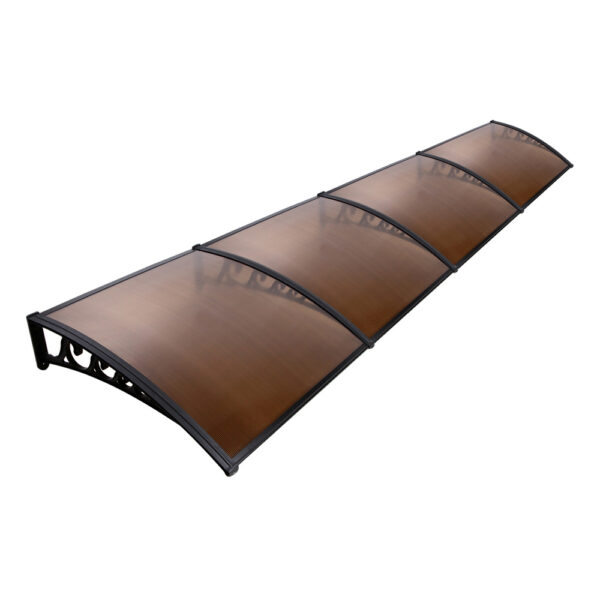 Fanno-DIY Window Door Awning 1x4m Brown Polycarbonate Canopy for Home Office Use