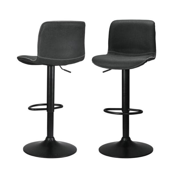 Fanno-Contemporary Bar Stools Set of 2 Adjustable Height Swivel Kitchen Chairs Black