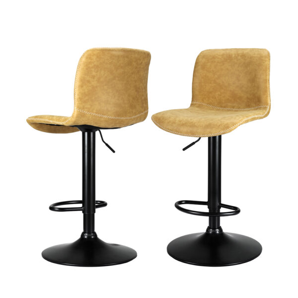 Fanno-Contemporary Bar Stools Set of 2 Adjustable Height Swivel Kitchen Chairs Brown