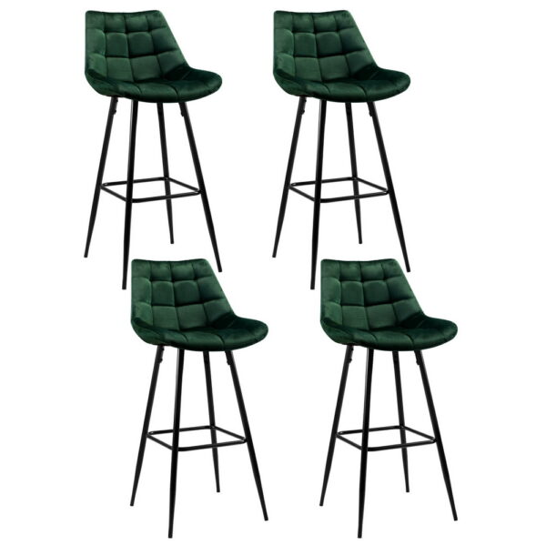 Fanno-4x Bar Stools Velvet Chairs Green