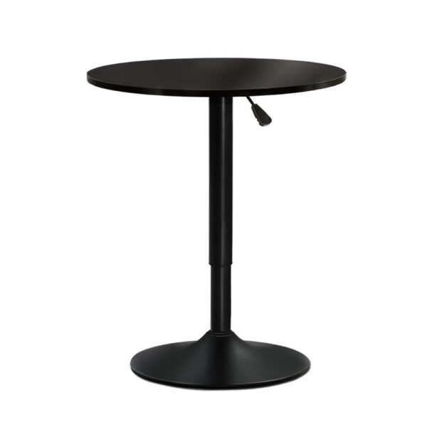 Fanno-Adjustable Height Round Bar Table with 360° Swivel Black Wooden Top