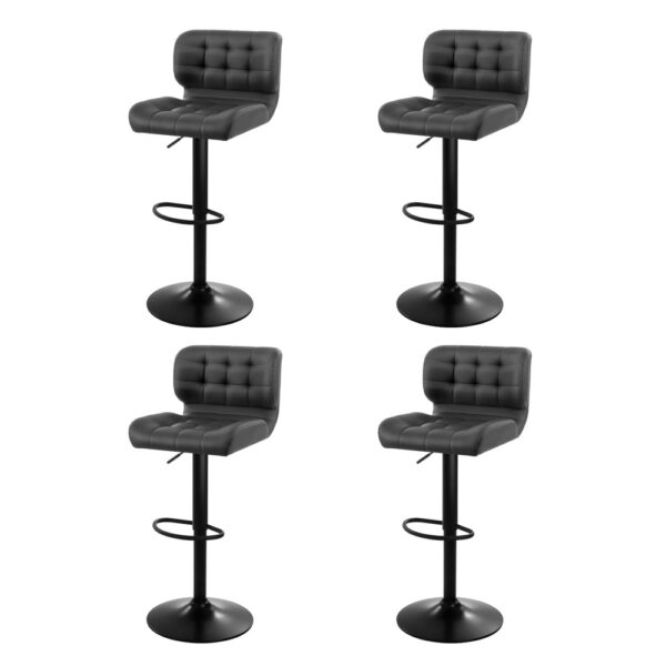 Fanno-4x Bar Stools Gas Lift Leather Padded Grey