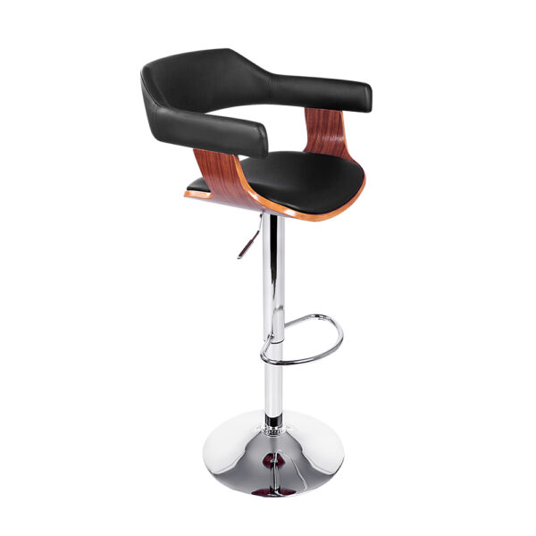 Fanno-Swivel Bar Stool with Wooden Seat and PU Leather Padding for Modern Decor