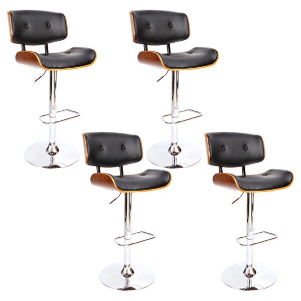 Fanno-4x Bar Stools Gas Lift Leather Black