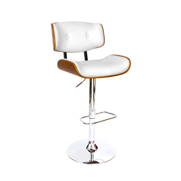 Fanno-Swivel Bar Stool with Wooden Seat and Chrome Base for Modern Decor