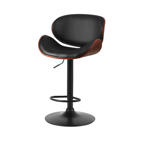 Fanno-Contemporary Bar Stools with Swivel Seat Adjustable Height PU Leather Black