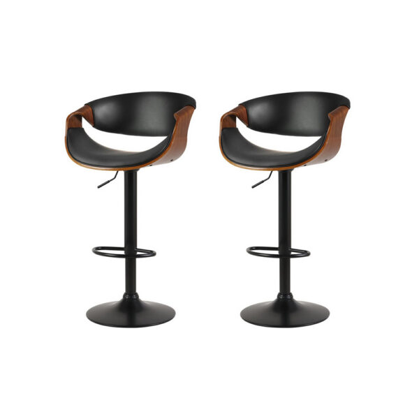 Fanno-Bar Stool Set of 2 Adjustable Height PU Leather Swivel Contemporary Design