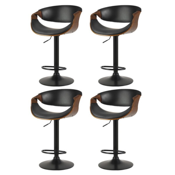 Fanno-4x Bar Stools Gas Lift Leather w/Armrest