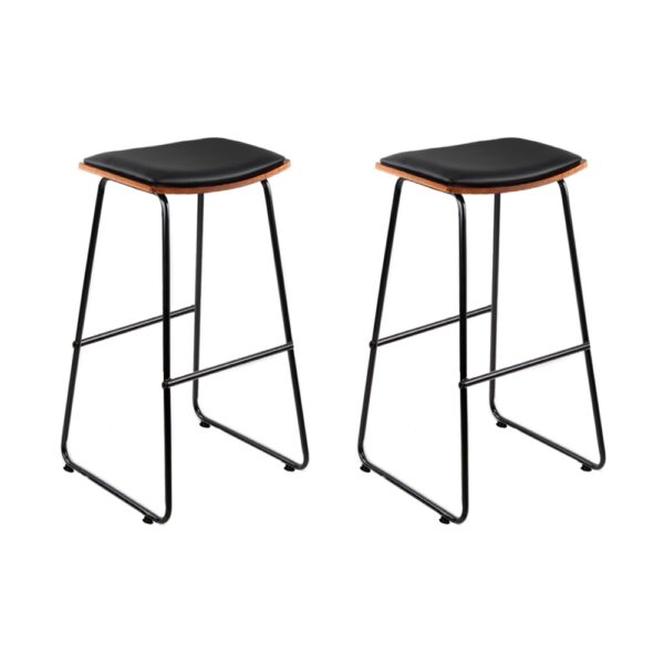 Fanno-Bar Stools Set of 2 Minimalist PU Leather Kitchen Counter Chairs