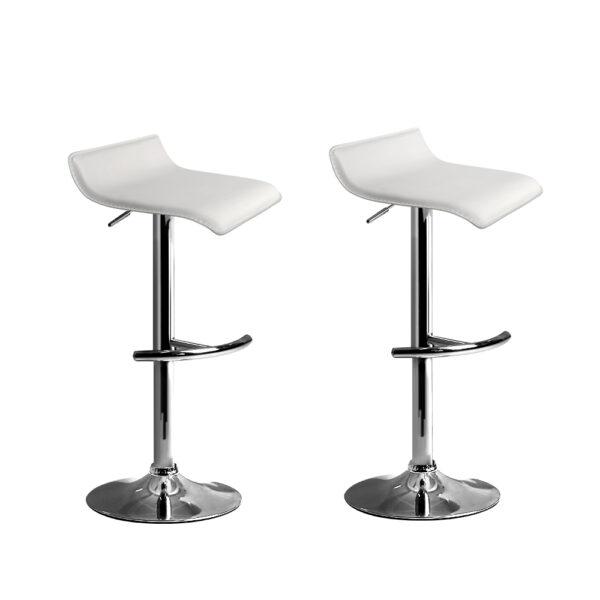 Fanno-Adjustable Bar Stools Set of 2 PU Leather Swivel Chairs for Kitchen Dining White