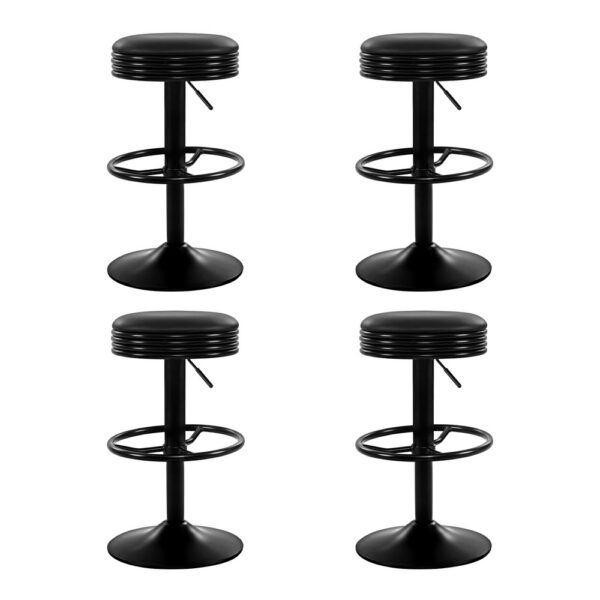 Fanno-4x Bar Stools Leather Padded Gas Lift Black