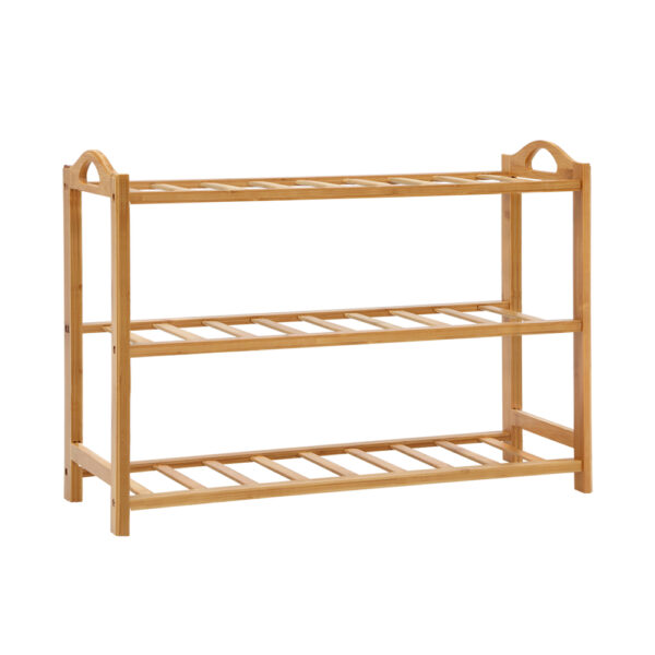 Fanno-Bamboo Shoe Rack 3-Tier Storage Organizer Eco-Friendly Wooden Shelf for Footwear