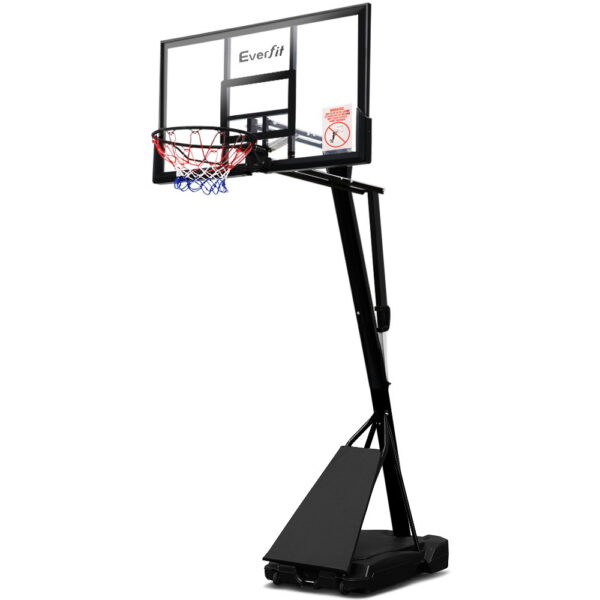 Fanno-Adjustable Height Basketball System 48 Inch Backboard Portable Steel Frame Pro