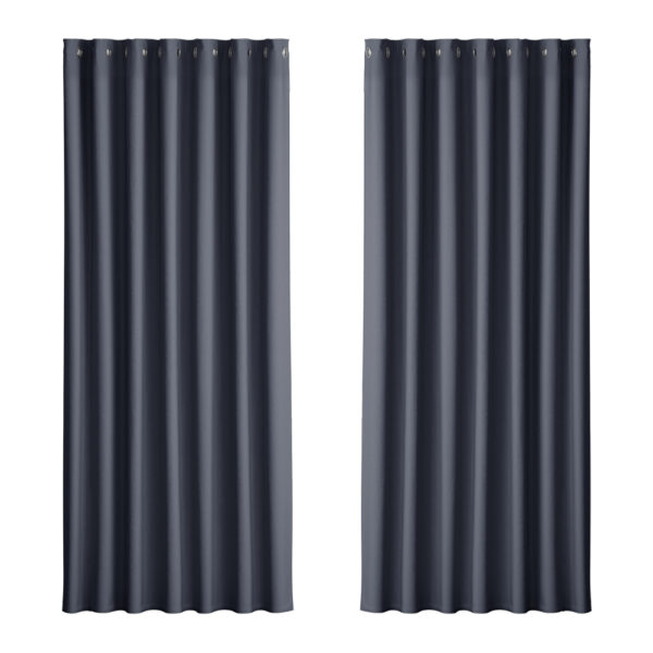 Fanno-Blockout Curtains Eyelet 240x230cm Charcoal Thermal Insulation Noise Reduction