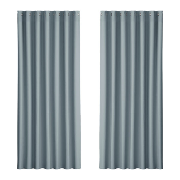 Fanno-Blockout Curtains Eyelet 240x230cm Grey Thermal Insulation Noise Reduction Panels