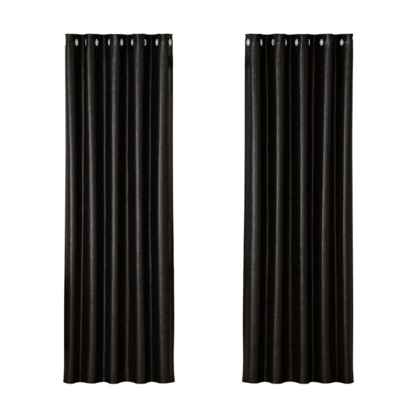 Fanno-Blockout Curtains Eyelet 180x213cm Thermal Insulation Noise Reduction Black Shine