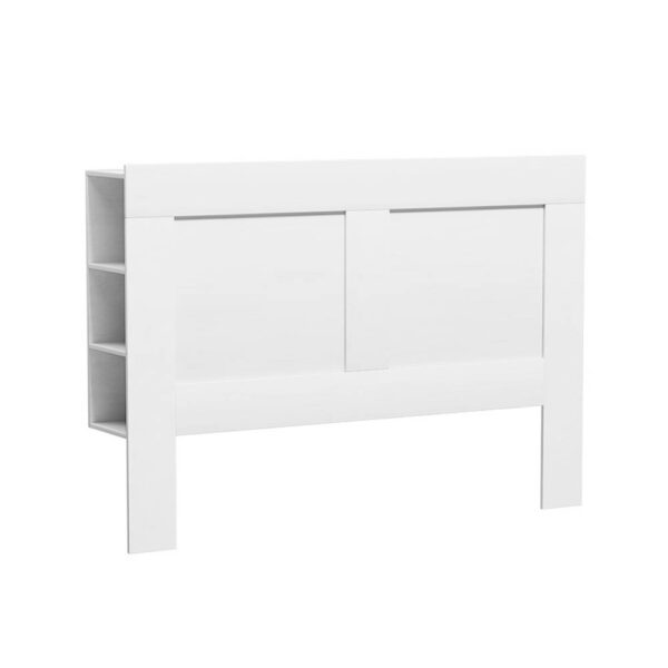 Fanno-Queen Bed Head with 3-Tier Shelves Storage Functional MDF White Cabi Design