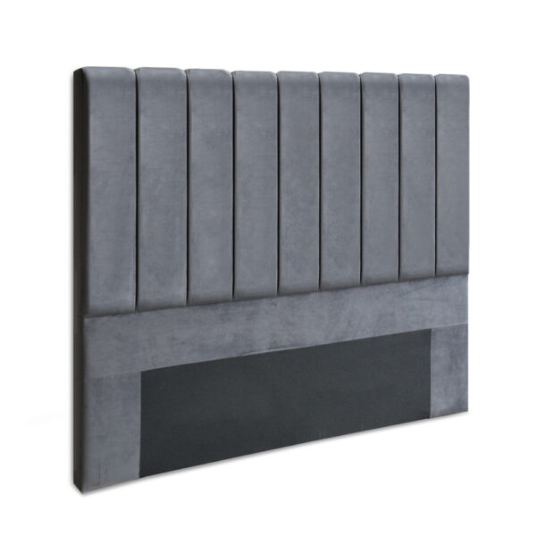 Fanno-Double Velvet Bed Headboard Art Deco  Grey High Density Foam Sturdy Design