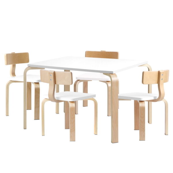 Fanno-Kids Table and Chairs Set 5-Piece Birch Plywood Non-Toxic Easy Clean Durable