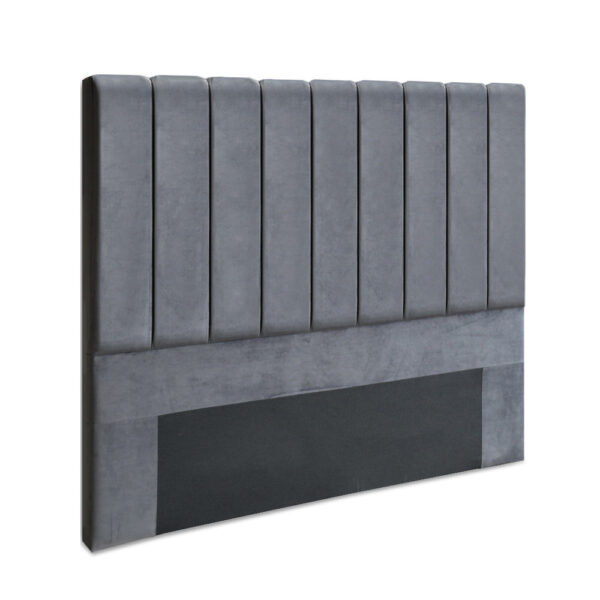 Fanno-Plush Queen Bed Headboard Velvet Art Deco  Dark Grey High Density Foam