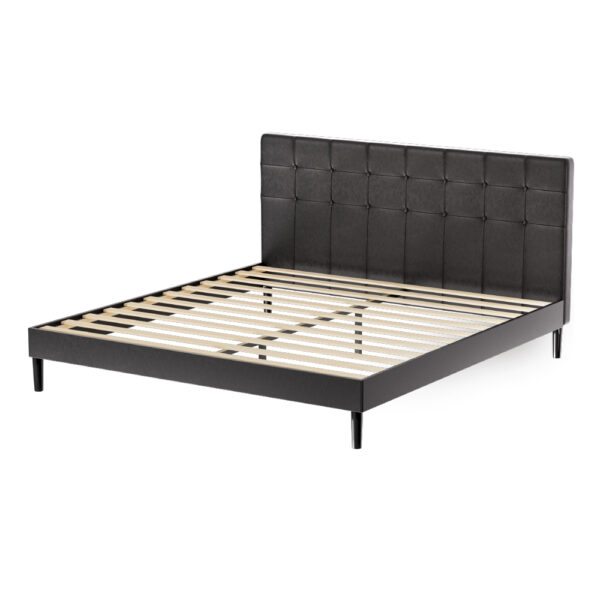 Fanno-LED Bed Frame King Size with USB Ports and Premium PVC Leather Upholstery