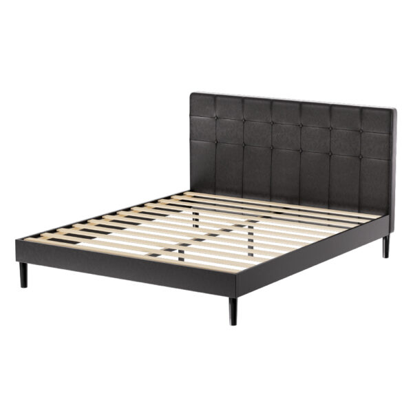 Fanno-Queen Size Bed Frame with LED Lights USB Ports and Premium PVC Leather Upholstery