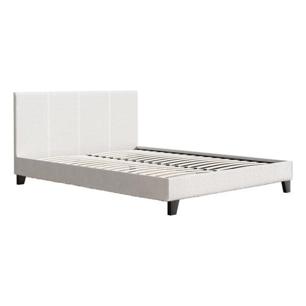 Fanno-Boucle Bed Frame Queen Size with Textured Headboard and High-Density Foam Padding