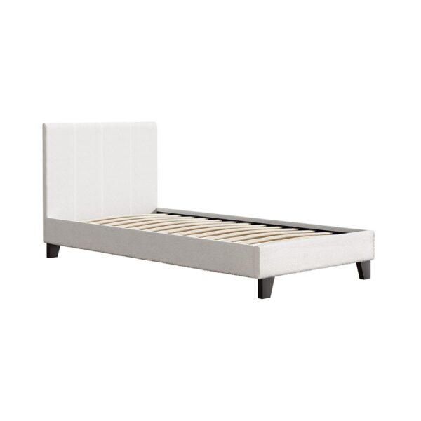 Fanno-Boucle Bed Frame Single Size with Textured Headboard and Foam Padding