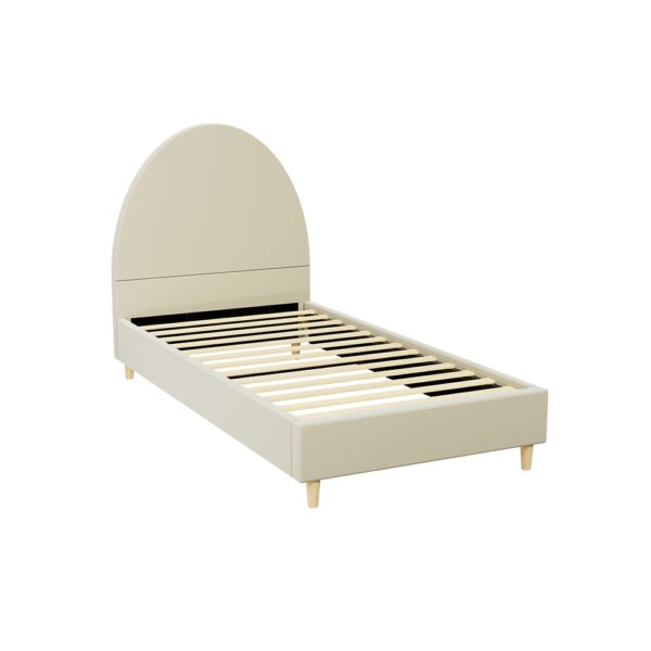 Fanno-Velvet Bed Frame with Arched Headboard for Standard Australian Mattress Cream