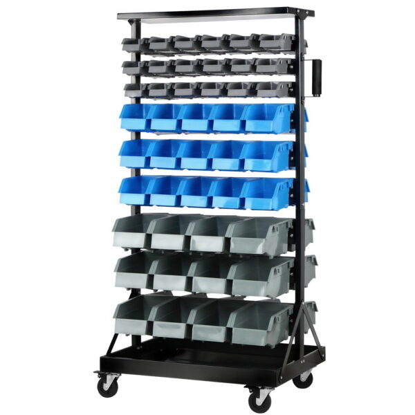 Fanno-90-Bin Storage Rack Stand Double-Sided Tool Organizer with Wheels and Labels