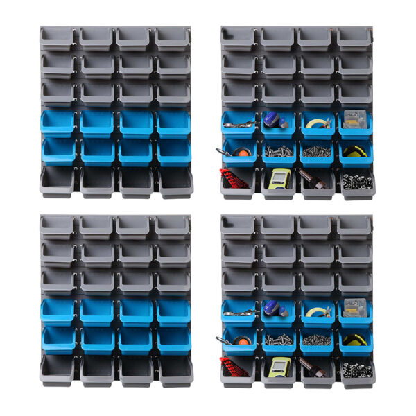 Fanno-Storage Bin Rack for Tools and Accessories with Detachable Bins and Peg Board