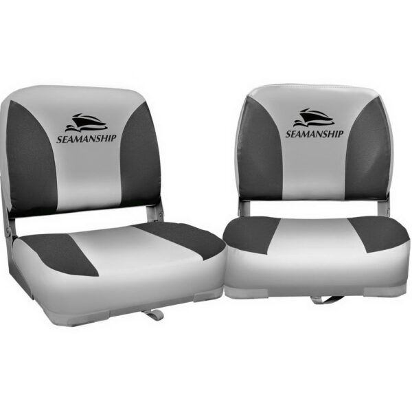 Fanno-Set of 2 Swivel Folding Boat Seats Grey UV Resistant Comfortable Marine Seating