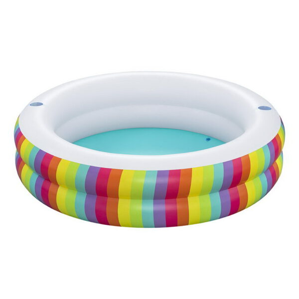 Fanno-Kids Inflatable Round Pool Above Ground Cup Holder Rainbow 206x206x51cm