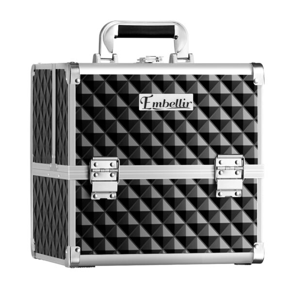 Fanno-Professional Makeup Case Portable Organizer with Mirror and Trays for Beauty Products