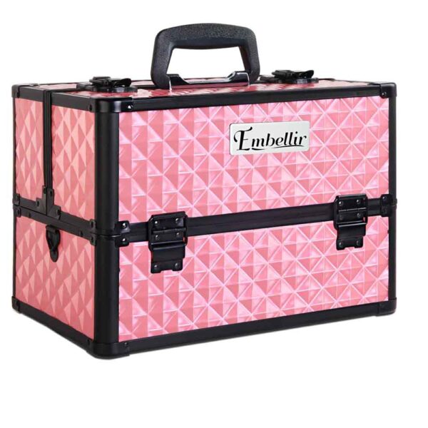 Fanno-Lockable Portable Makeup Case with Adjustable Dividers and Shoulder Strap