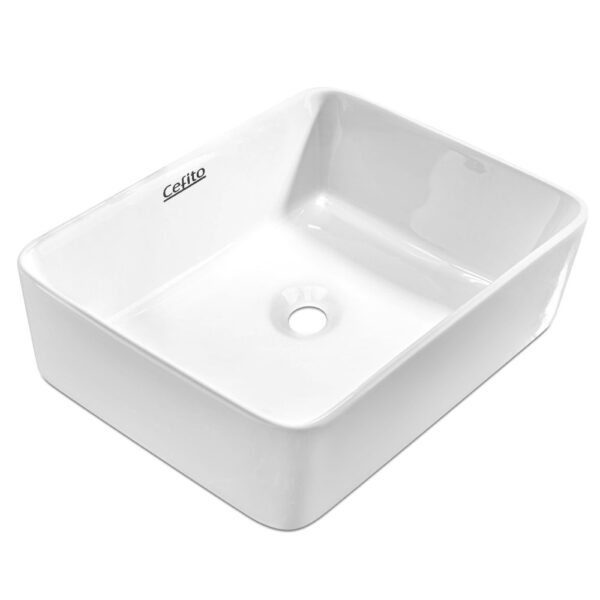 Fanno-Ceramic Sink High Gloss Nano Glazed Bathroom Basin 48x37cm White Elegant Design