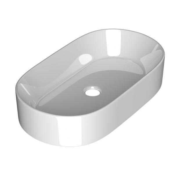 Fanno-Round Ceramic Vanity Sink High-Gloss White Nano-Glazed Bathroom Basin 53x28cm