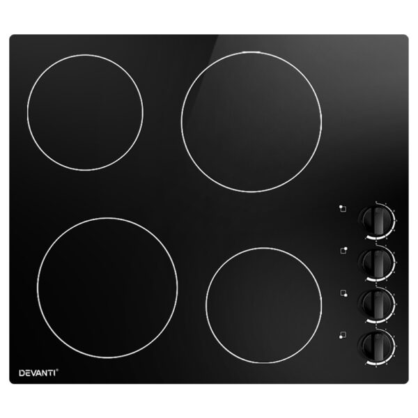 Fanno-Electric Ceramic Cooktop 60cm 6000W Four Cooking Zones LED Display Overheat Protection