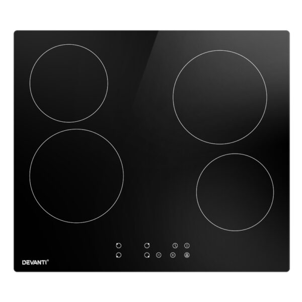 Fanno-60cm Electric Ceramic Cooktop with Touch Control 4 Cooking Zones Timer Safety Features