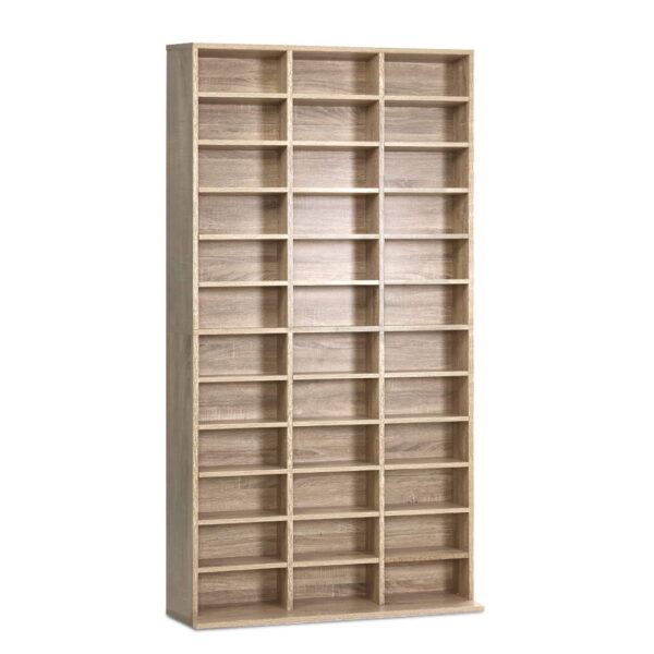 Fanno-CD DVD Storage Shelf Adjustable Modern Design Holds 1116 DVDs or 528 CDs Oak