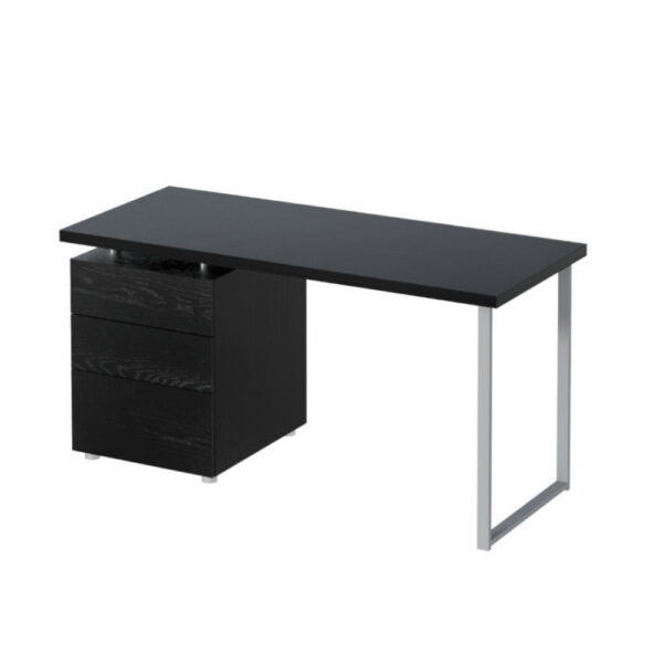 Fanno-Computer Desk with 3 Drawers Black Sturdy Design for Home Office Workstation