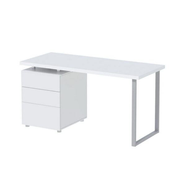 Fanno-Computer Desk with 3 Drawers White 140CM Sturdy Design for Home Office