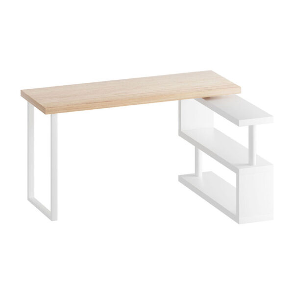 Fanno-Computer Desk with Rotatable Shelf Melamine Finish U-Shape Design for Study Area