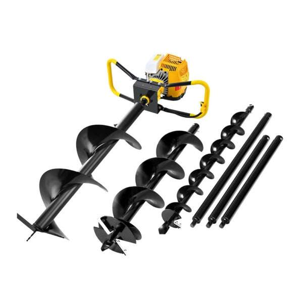 Fanno-Post Hole Digger 74cc Heavy Duty Steel Petrol Drill with Auger Extensions and Kit