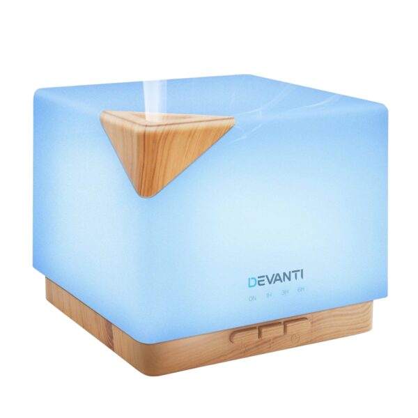 Fanno-Aromatherapy Diffuser Humidifier 600ml Light Wood Grain 7-Color Night Light